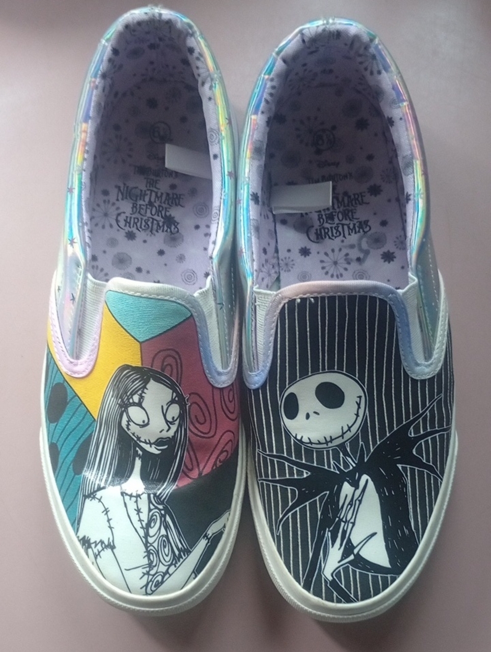 6.5 Disney Ground Up The Nightmare Before Christmas Holographic Slip-On Sneakers